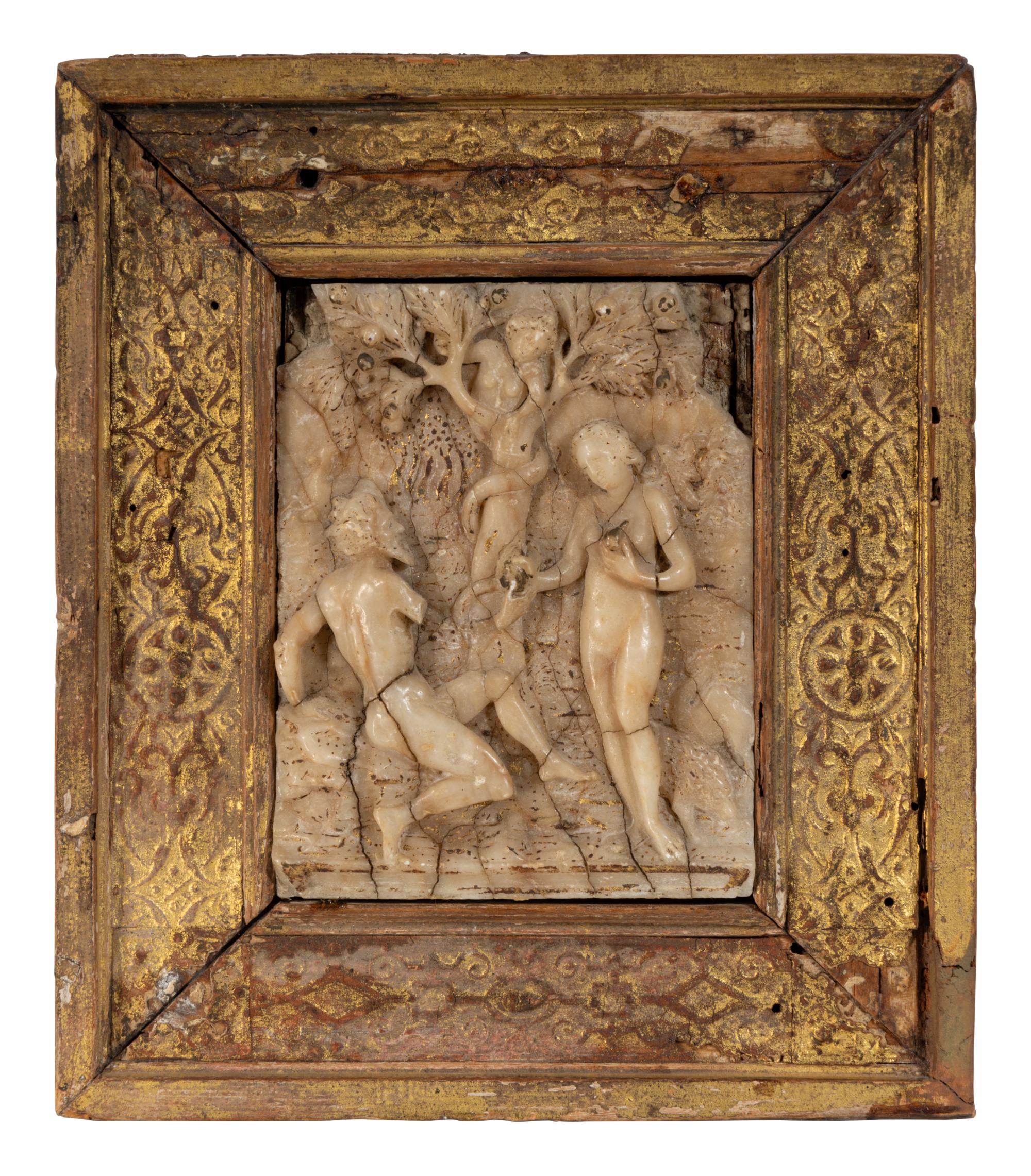 A South Netherlandish Carved Alabaster Relief of the Temptation