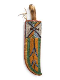 Plateau Beaded Hide Knife Sheath and Knife