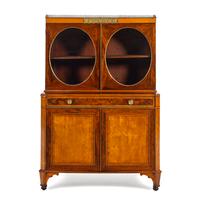 A George III Gilt Bronze Mounted Satinwood, Tulipwood and Mahogany Ladies' Writing Cabinet
