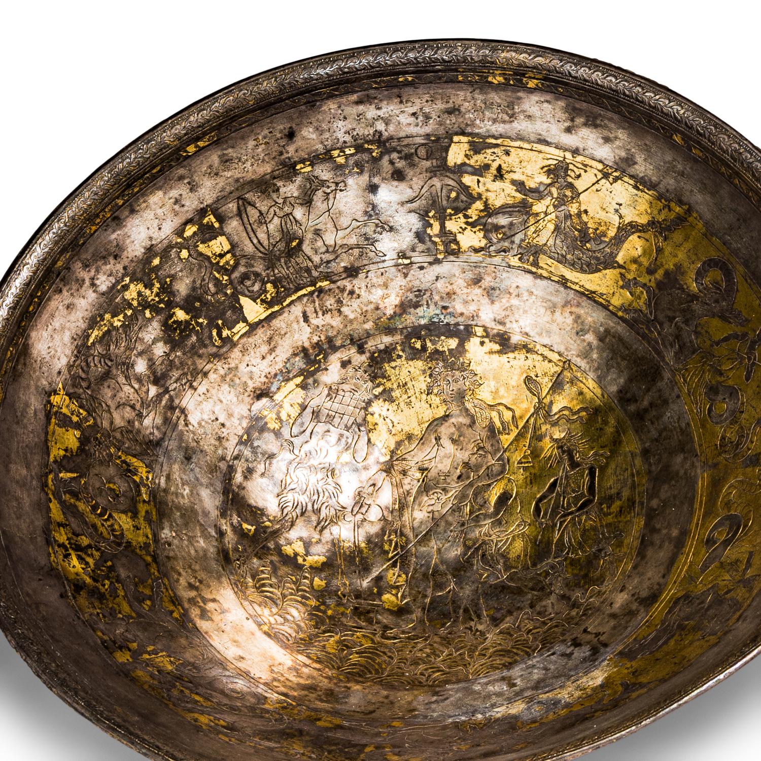 A Hellenistic Gilt-Silver Cup with Dionysos and Marine Thiasos