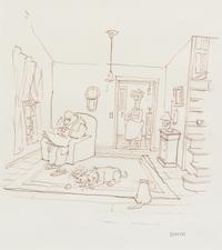 George Booth, (American, b. 1926), This is a Night for White Wine. and Untitled (Interior) (a pair of works)