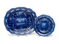 A Historical Blue Staffordshire 'America and Independence' Platter and Cup Plate