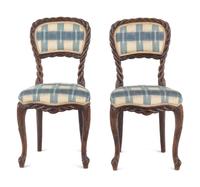 A Pair of French Faux Bois-Carved Side Chairs