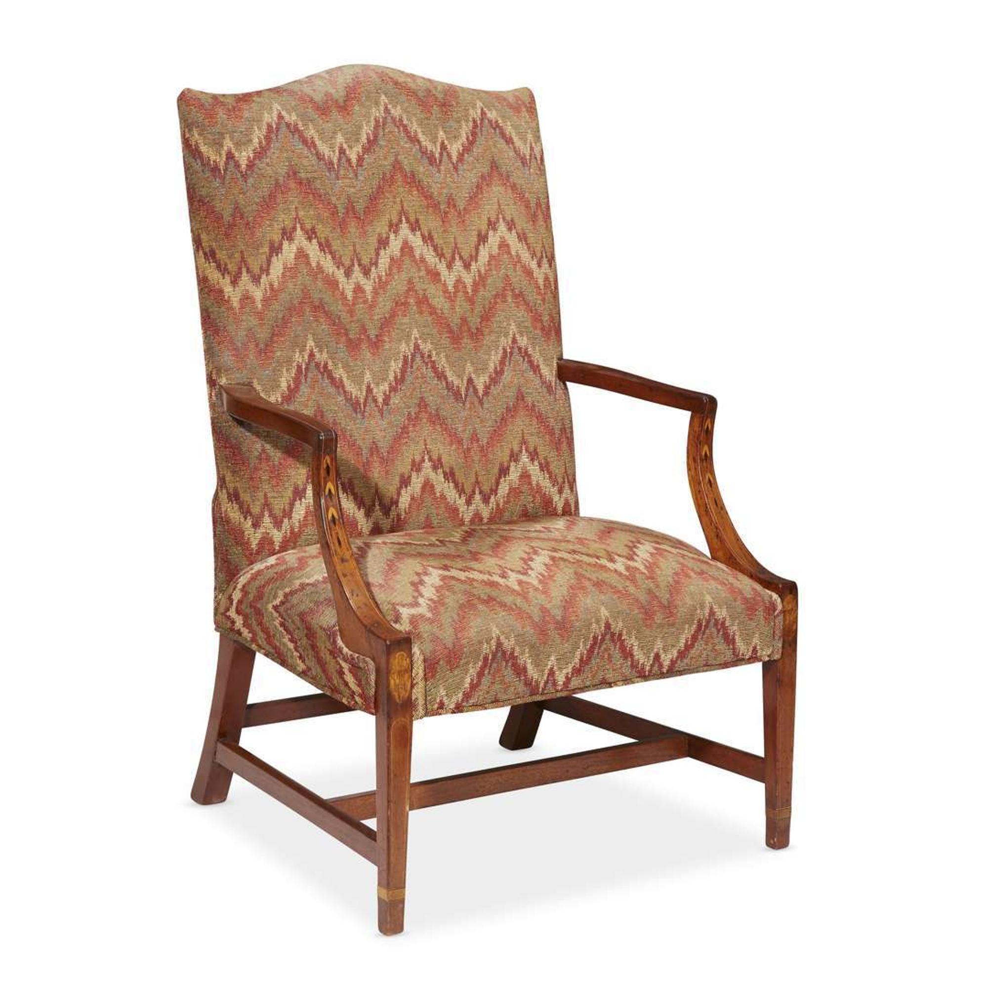 Federal inlaid mahogany lolling chair New England, circa 1790
