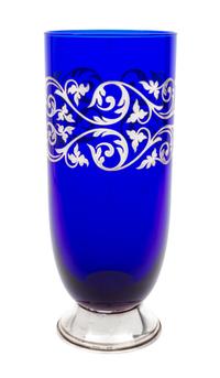 A Silver Overlay Glass Vase Height 11 inches.