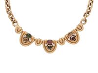 YELLOW GOLD, MULTIGEM AND DIAMOND NECKLACE