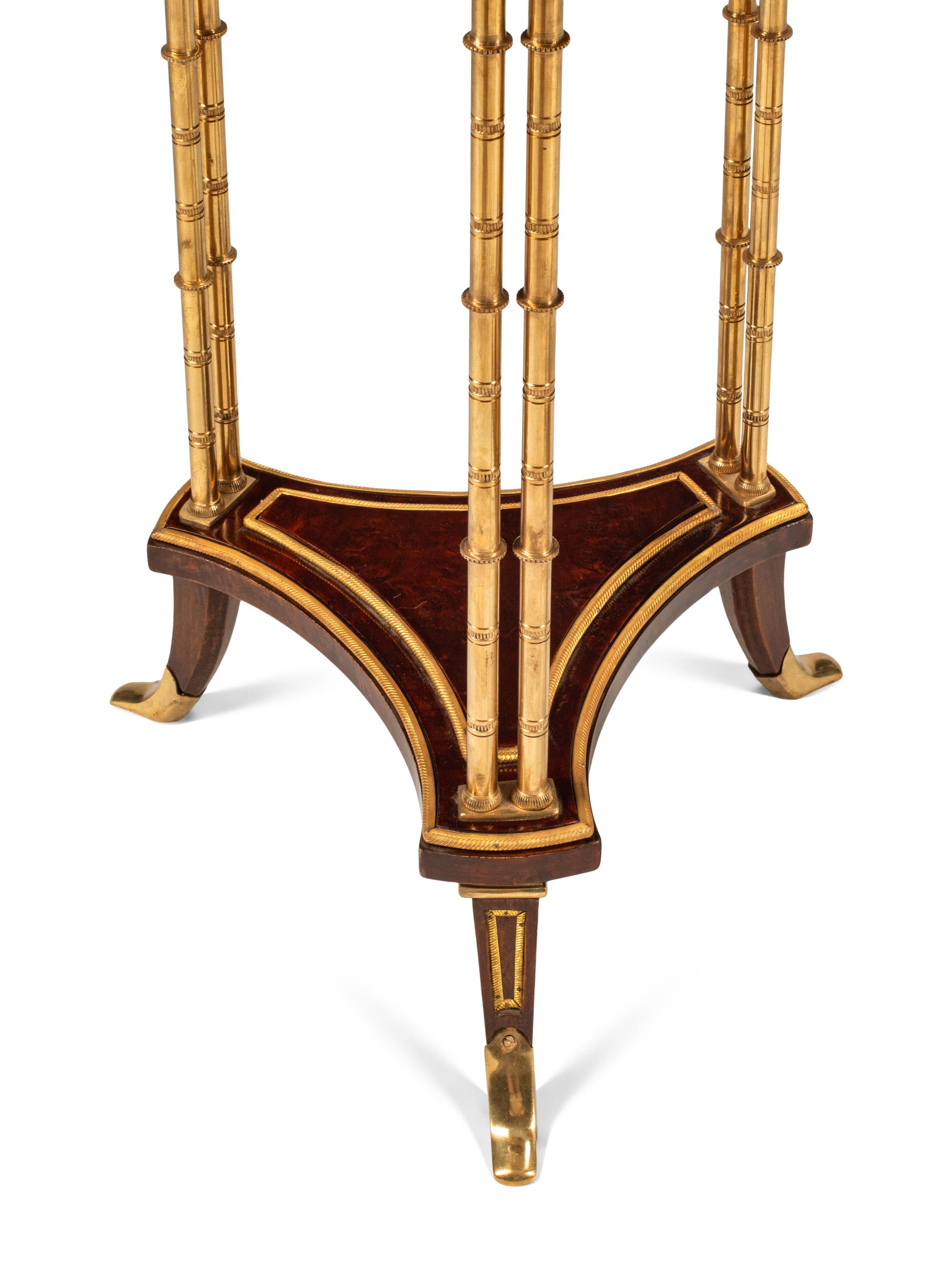 A Pair of French Gilt Bronze Mounted Mahogany Marble-Top Guéridons