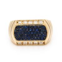 House of Ravn, Sapphire, Diamond, and Yellow Gold 'Deco' Ring