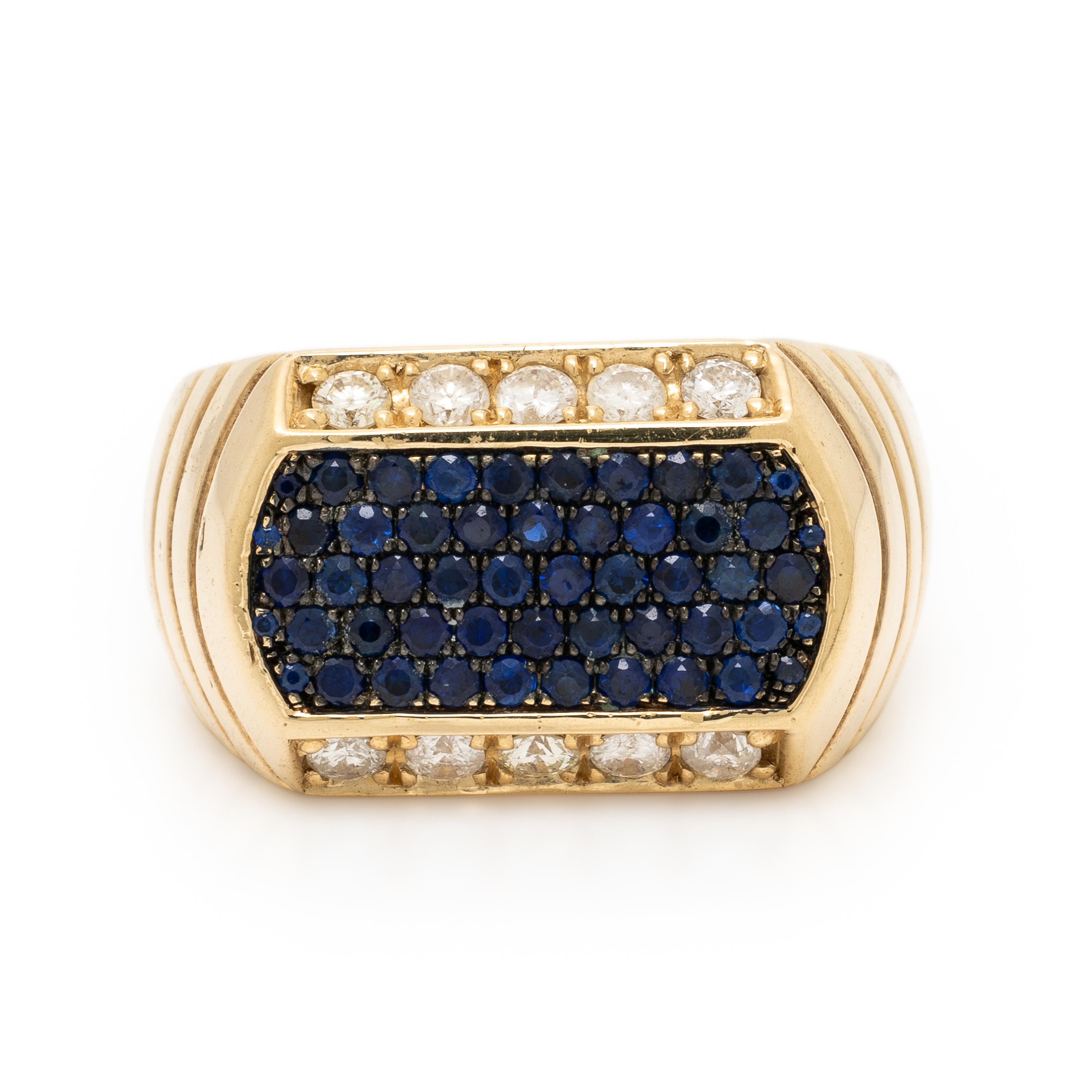 House of Ravn, Sapphire, Diamond, and Yellow Gold 'Deco' Ring