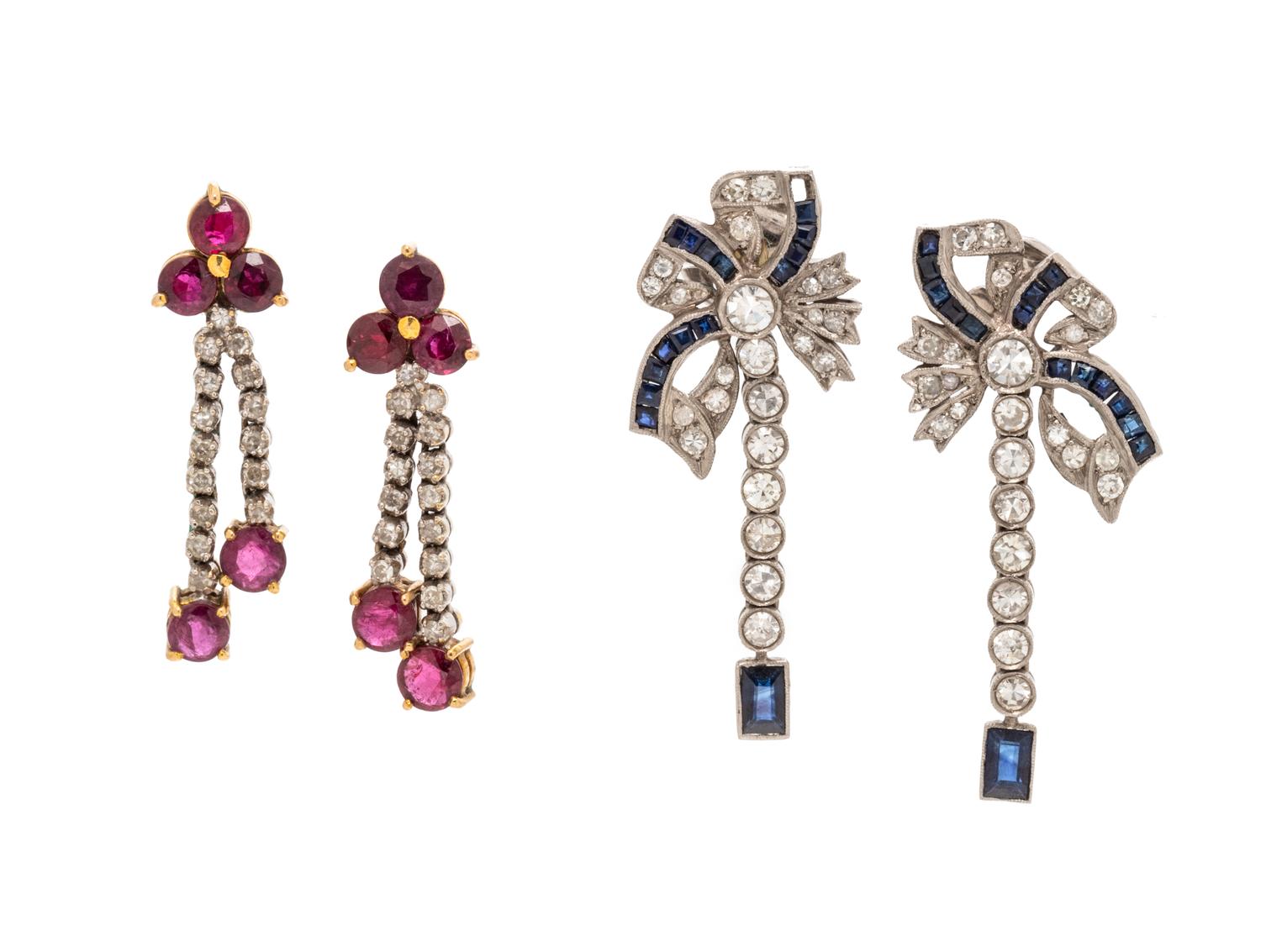 COLLECTION OF DIAMOND AND GEMSTONE EARRINGS