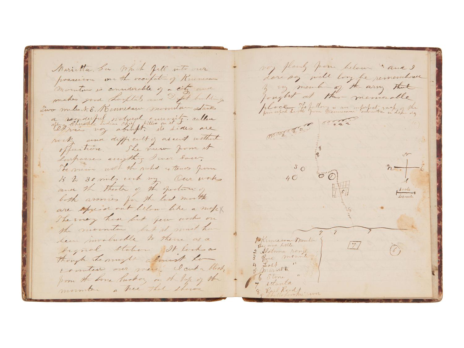 JACKSON, Col. Oscar L. (1840-1920). Five journals, incl. descriptions of Oscar L. Jackson's political activism during the 1860 campaign and his service with 63rd OVI, with campaign broadside noting Jackson as a speaker.