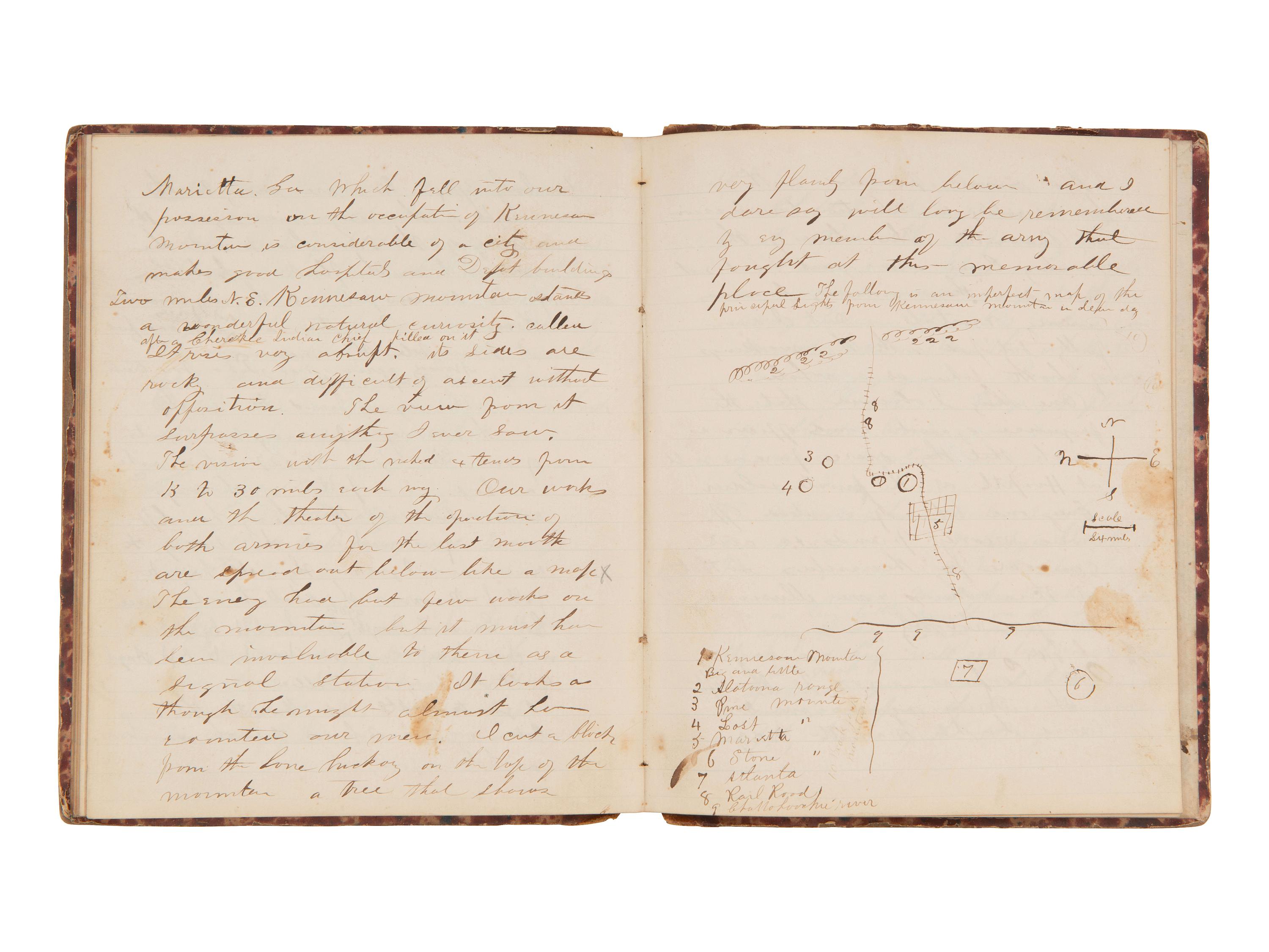 JACKSON, Col. Oscar L. (1840-1920). Five journals, incl. descriptions of Oscar L. Jackson's political activism during the 1860 campaign and his service with 63rd OVI, with campaign broadside noting Jackson as a speaker.