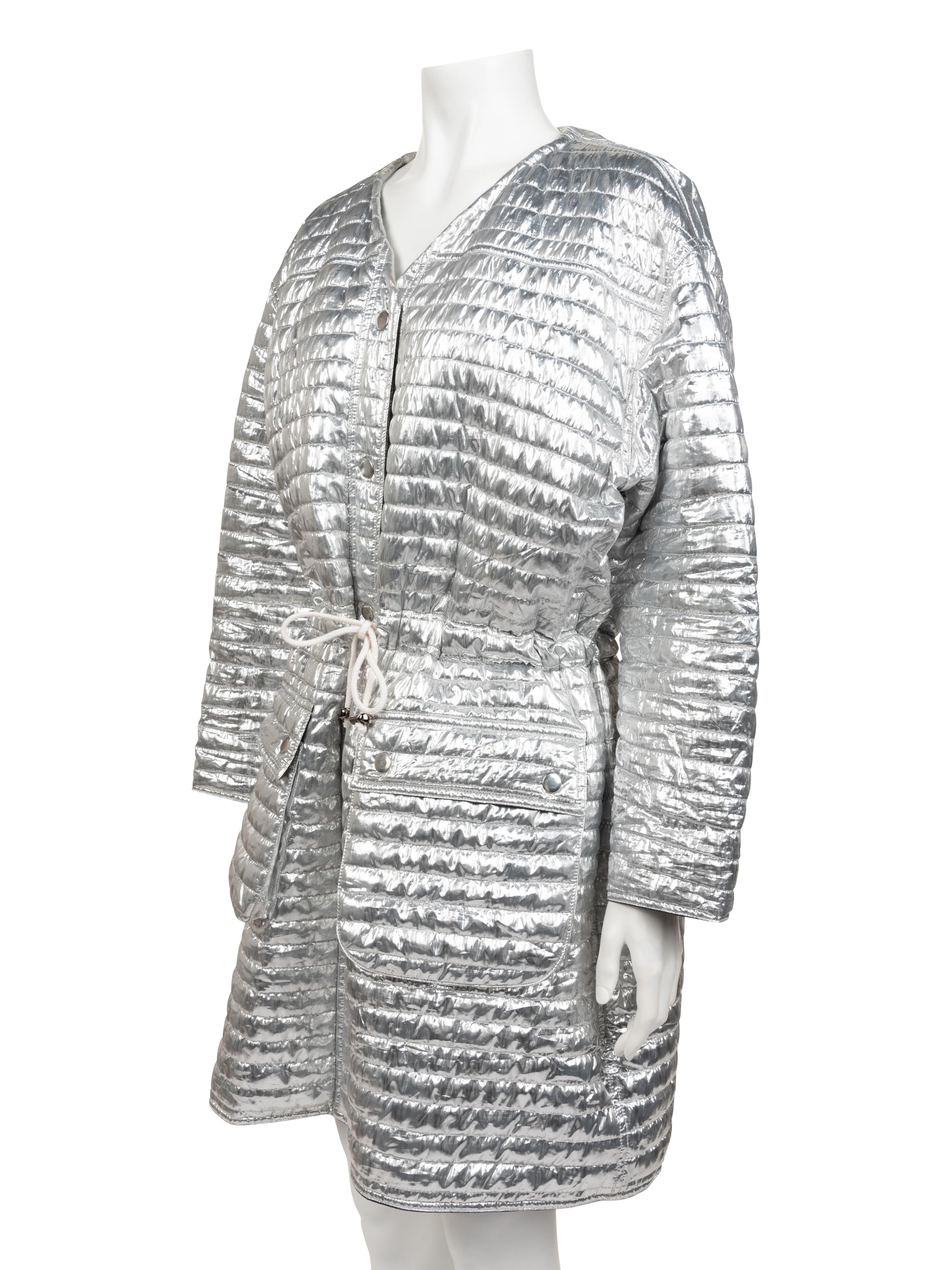 Courrèges Metallic Quilted Coat, 1980-90s