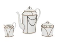 A Martine Goron Limoges Porcelain Three-Piece Tea Service