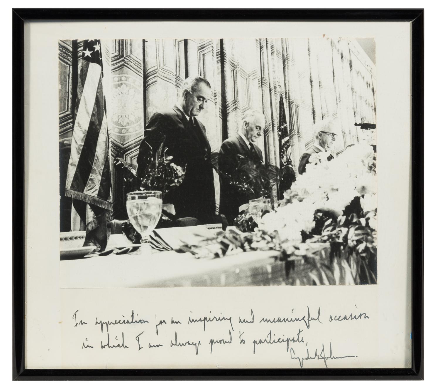 JOHNSON, Lyndon B. (1908-1973). Photograph, signed and inscribed ("Lyndon Johnson"), n.d.