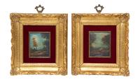A Pair of Continental Paintings on Ivory, Height of ivory 3 3/4 inches.