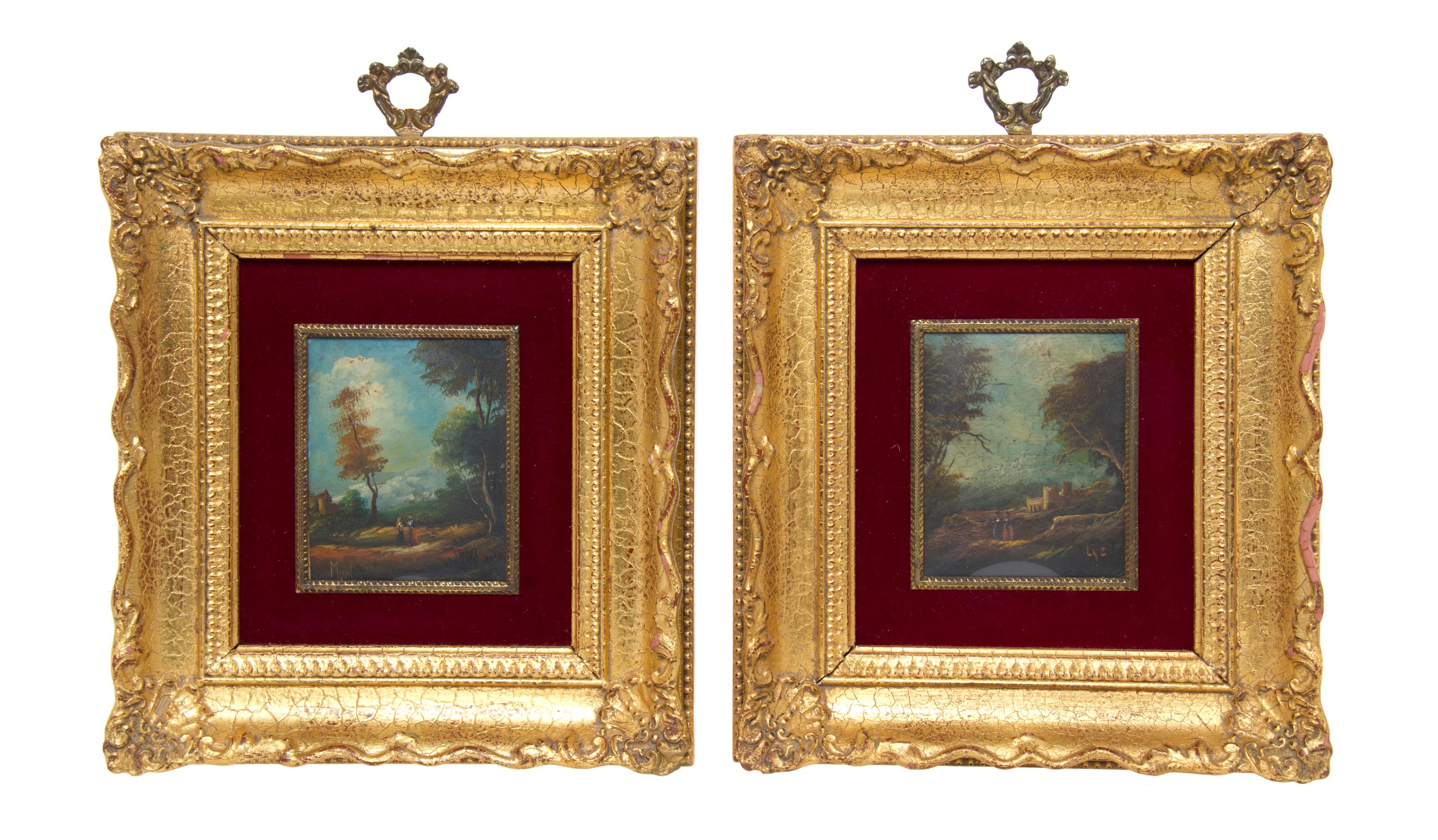 A Pair of Continental Paintings on Ivory, Height of ivory 3 3/4 inches.