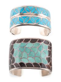 Zuni Silver and Channel Inlay Cuff Bracelets