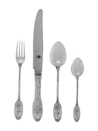 A Fabergé Ltd. Silver Flatware Service