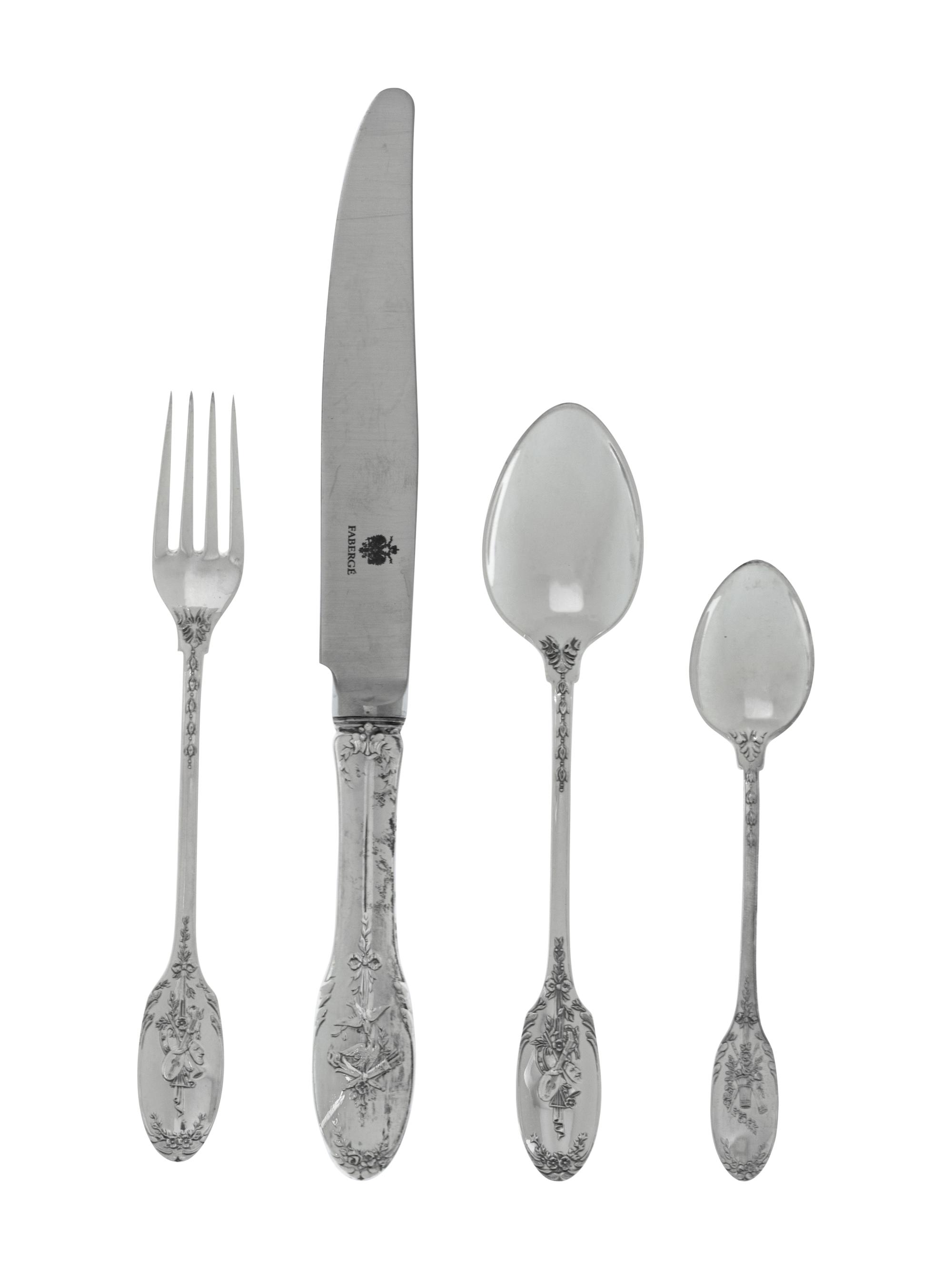 A Fabergé Ltd. Silver Flatware Service
