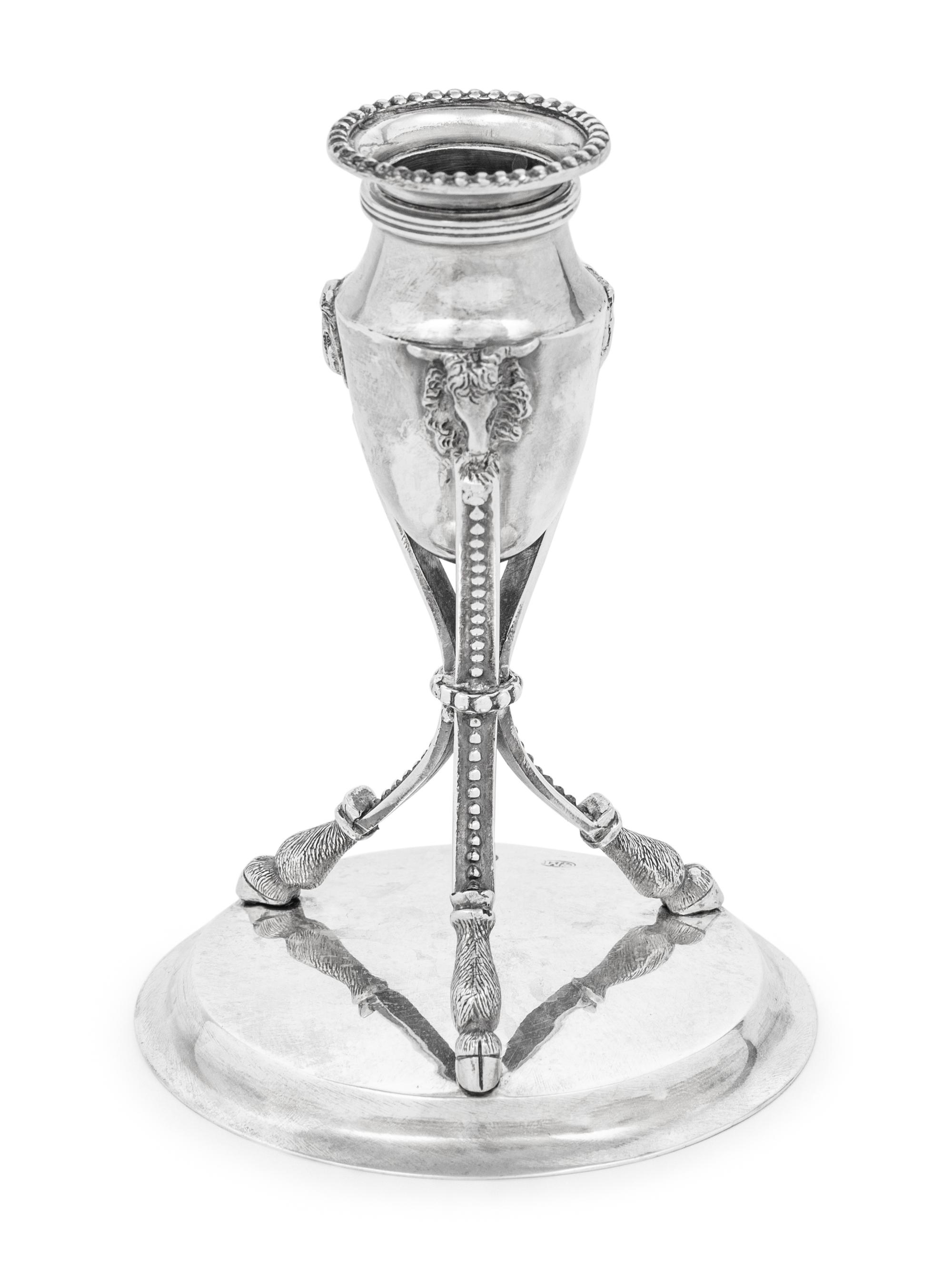 A Set of Six German Silver Candlesticks