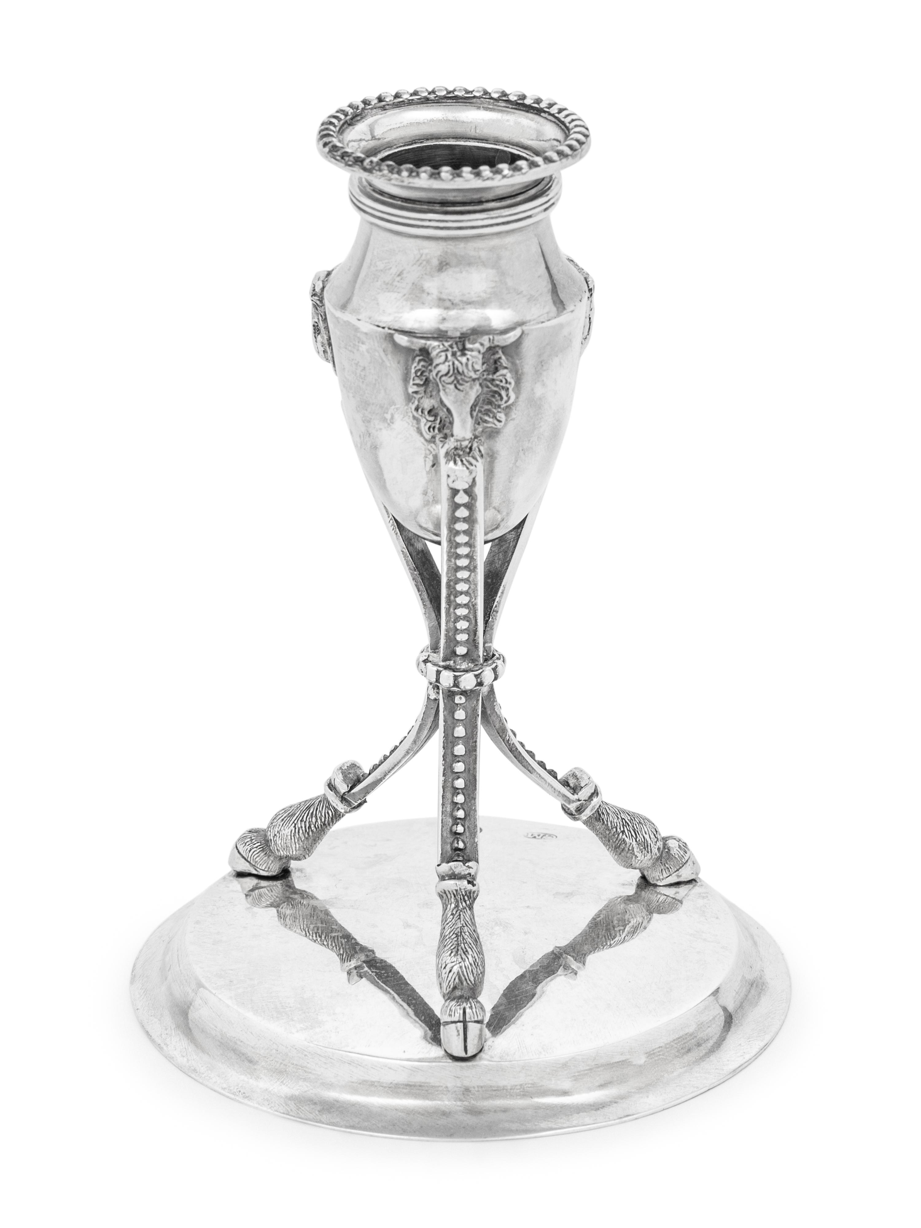 A Set of Six German Silver Candlesticks