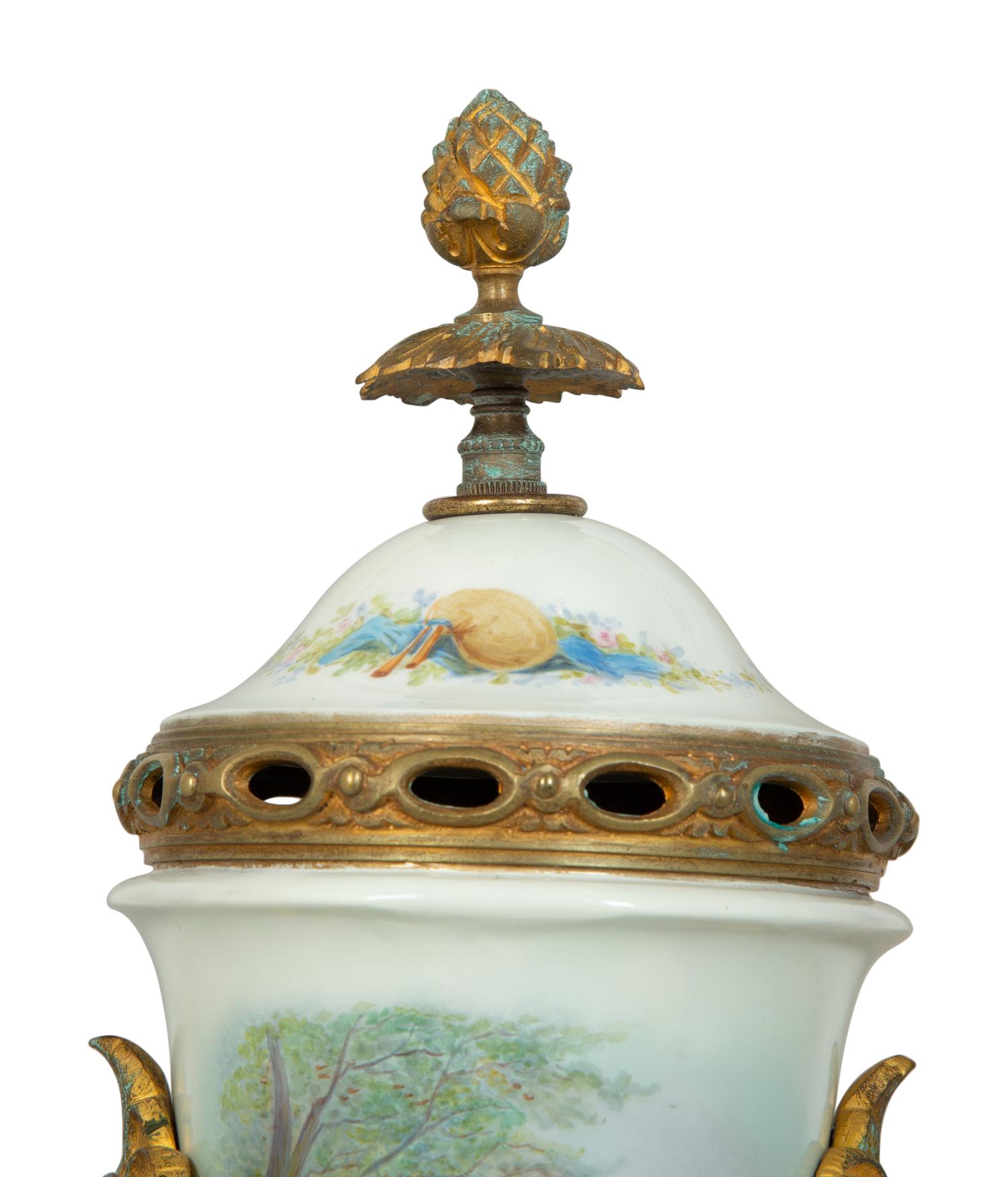 A Gilt Bronze Mounted Sèvres Style Porcelain Urn
