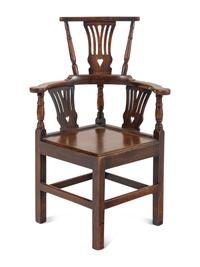 A George III Oak High-Back Corner Chair
