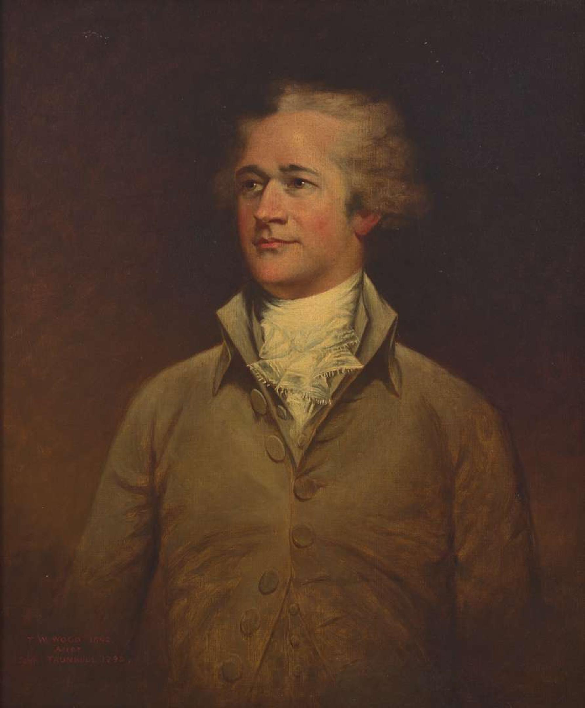 Thomas Waterman Wood (American, 1823–1903)(after Trumbull) - Portrait of Alexander Hamilton together with (19th Century American) Portrait of a Young Lady