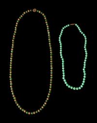 Two Chinese Jadeite Beaded Necklaces