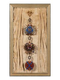 Three Russian Gold and Enamel Order of St. Andrew Collar Links