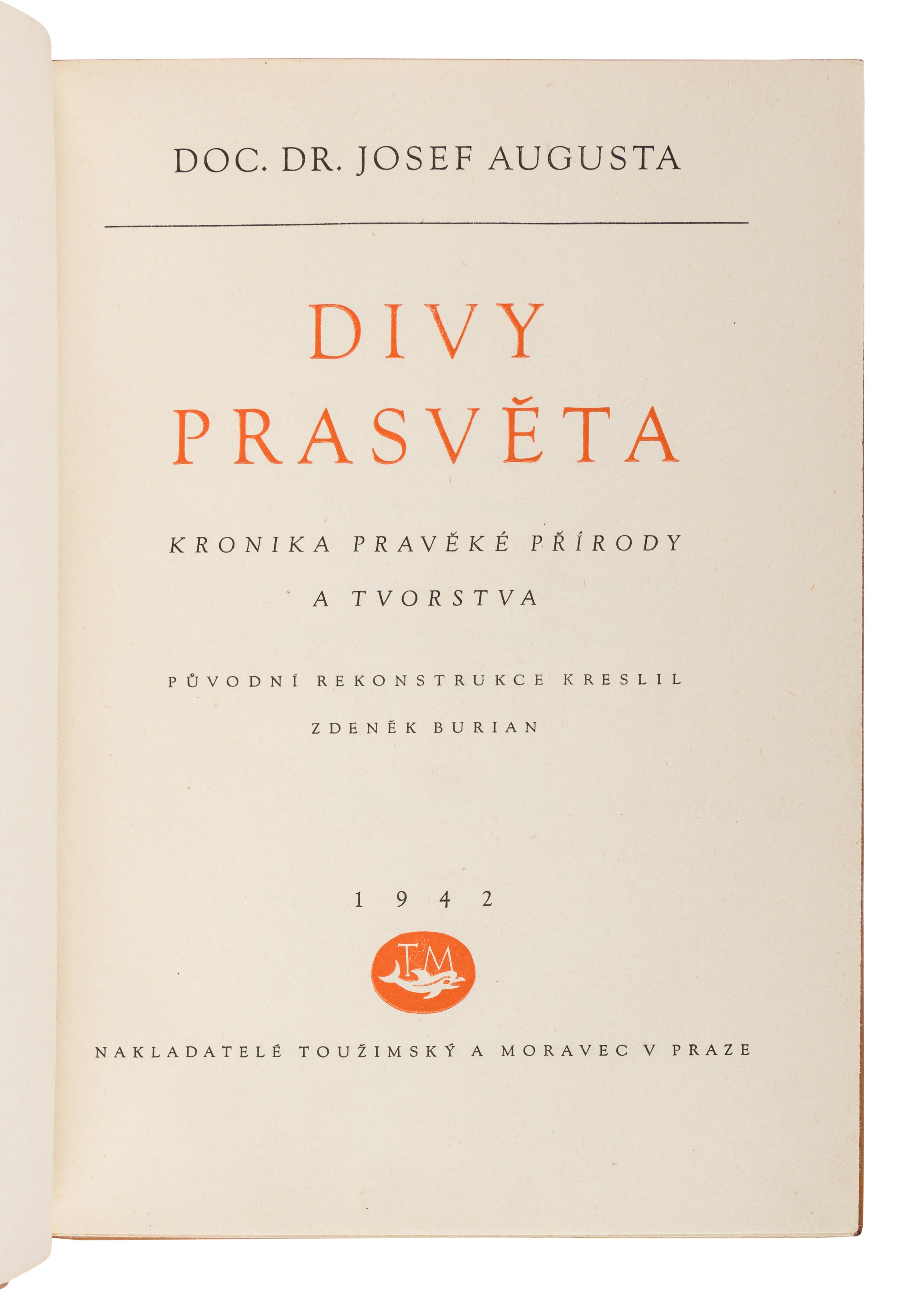 [SOBOTA, Jan (1939-2012), binder, his copy]. AUGUSTA, Josef (1903-1968). Divy Prasveta . Prague: Touzimsky & Moravec, 1942.