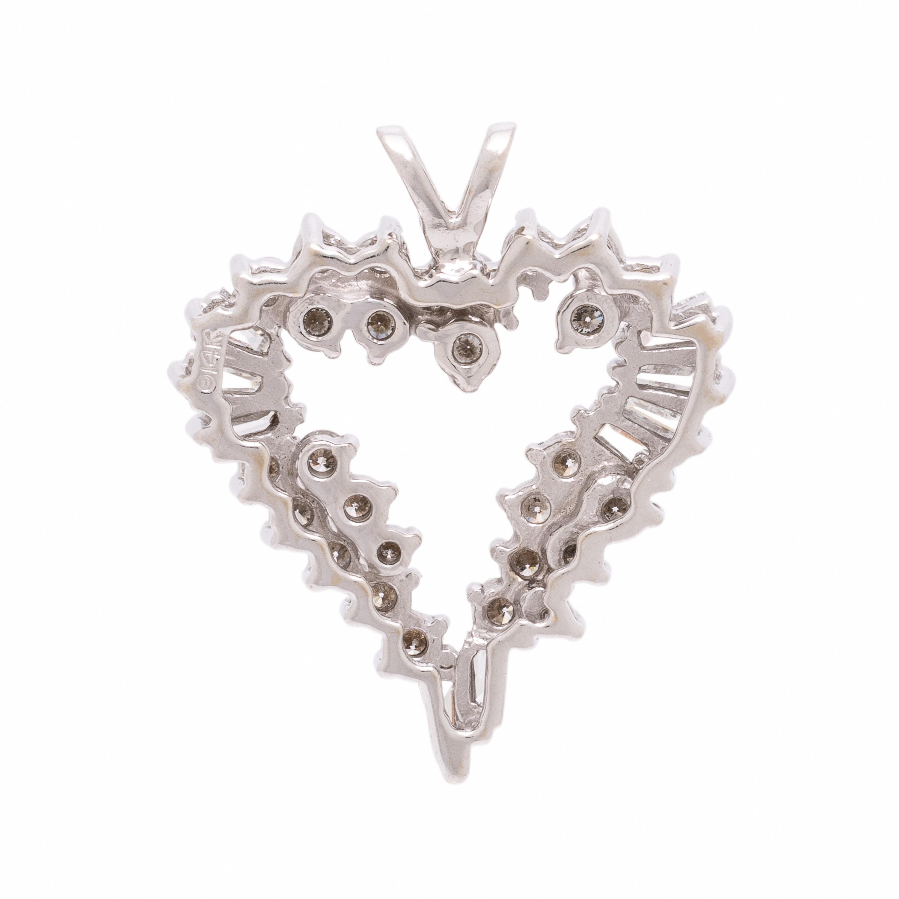 Diamond and White Gold Heart Pendant