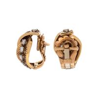 VAN CLEEF & ARPELS, RETRO, YELLOW GOLD AND DIAMOND EARCLIPS