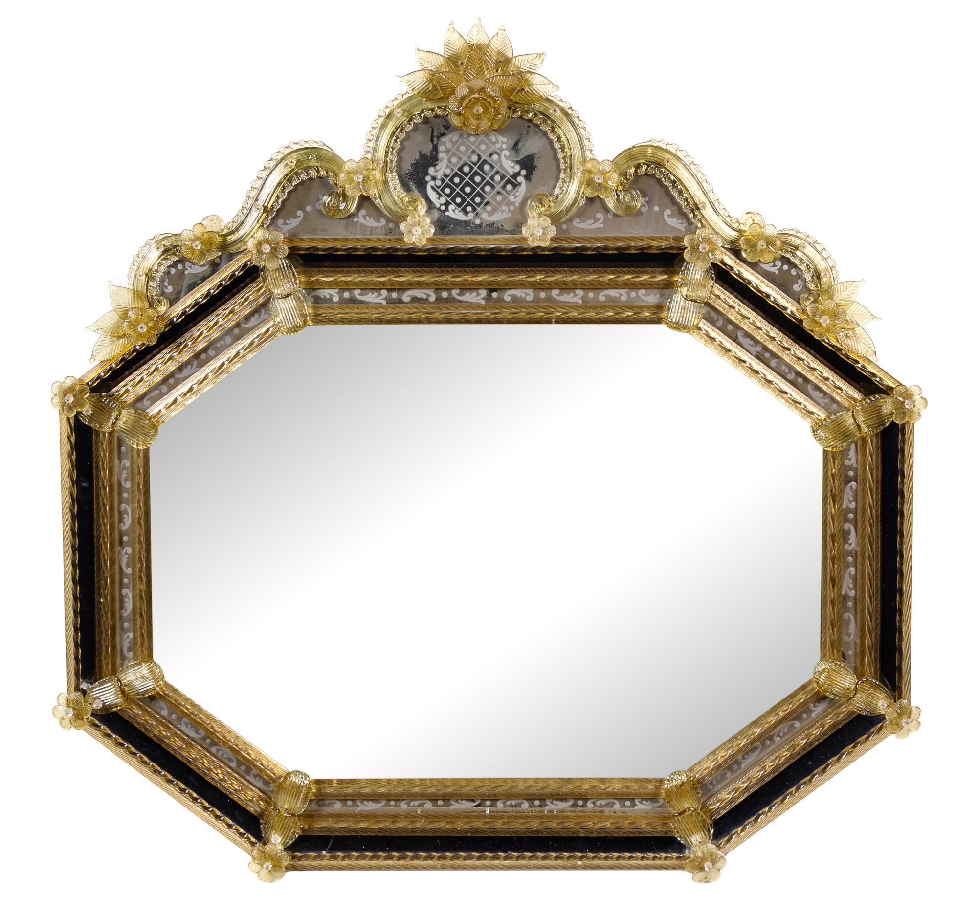 A Venetian Glass Mirror Height 39 x width 39 inches. — LATE 19TH/EARLY 20TH CENTURY