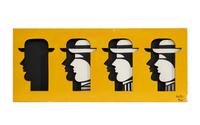 Heads in yellow box with black interior