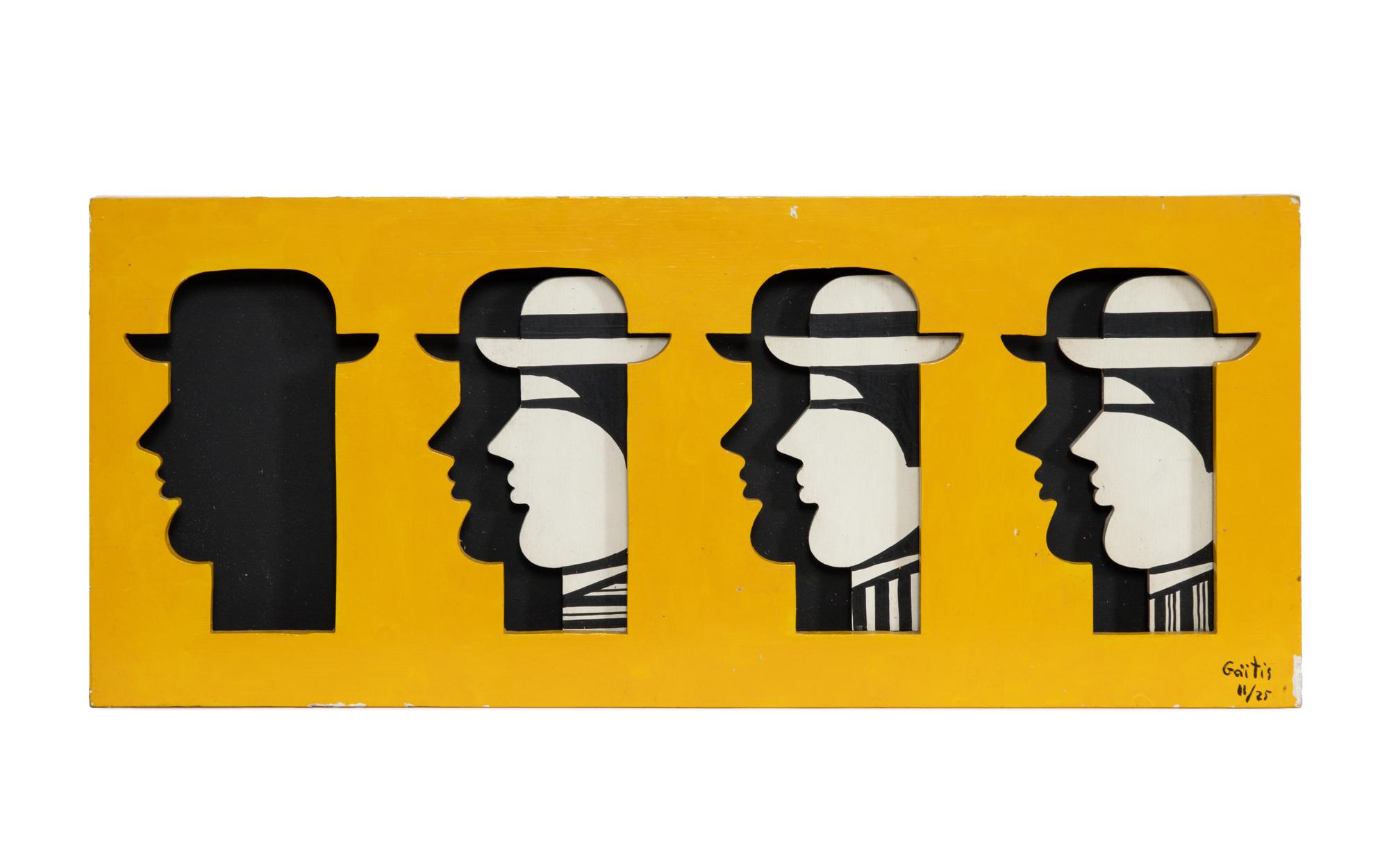 Heads in yellow box with black interior