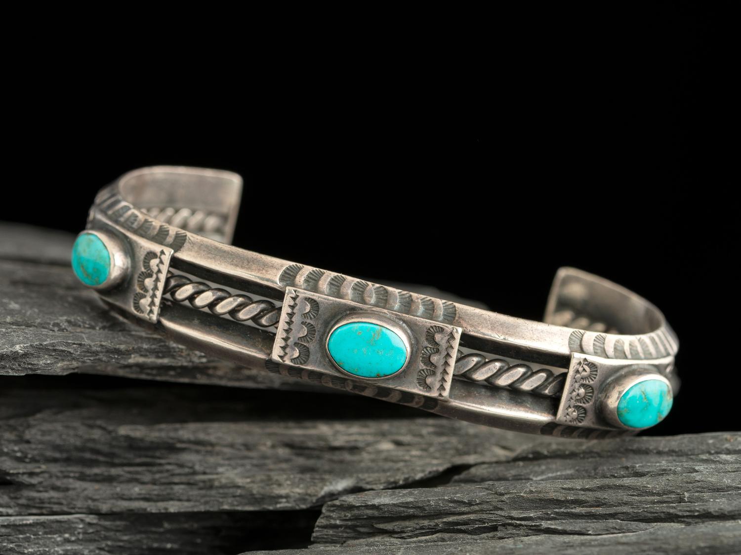 Navajo Silver and Turquoise Cuff Bracelet