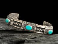 Navajo Silver and Turquoise Cuff Bracelet