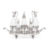 A George III Silver and Cut Glass Cruet Set