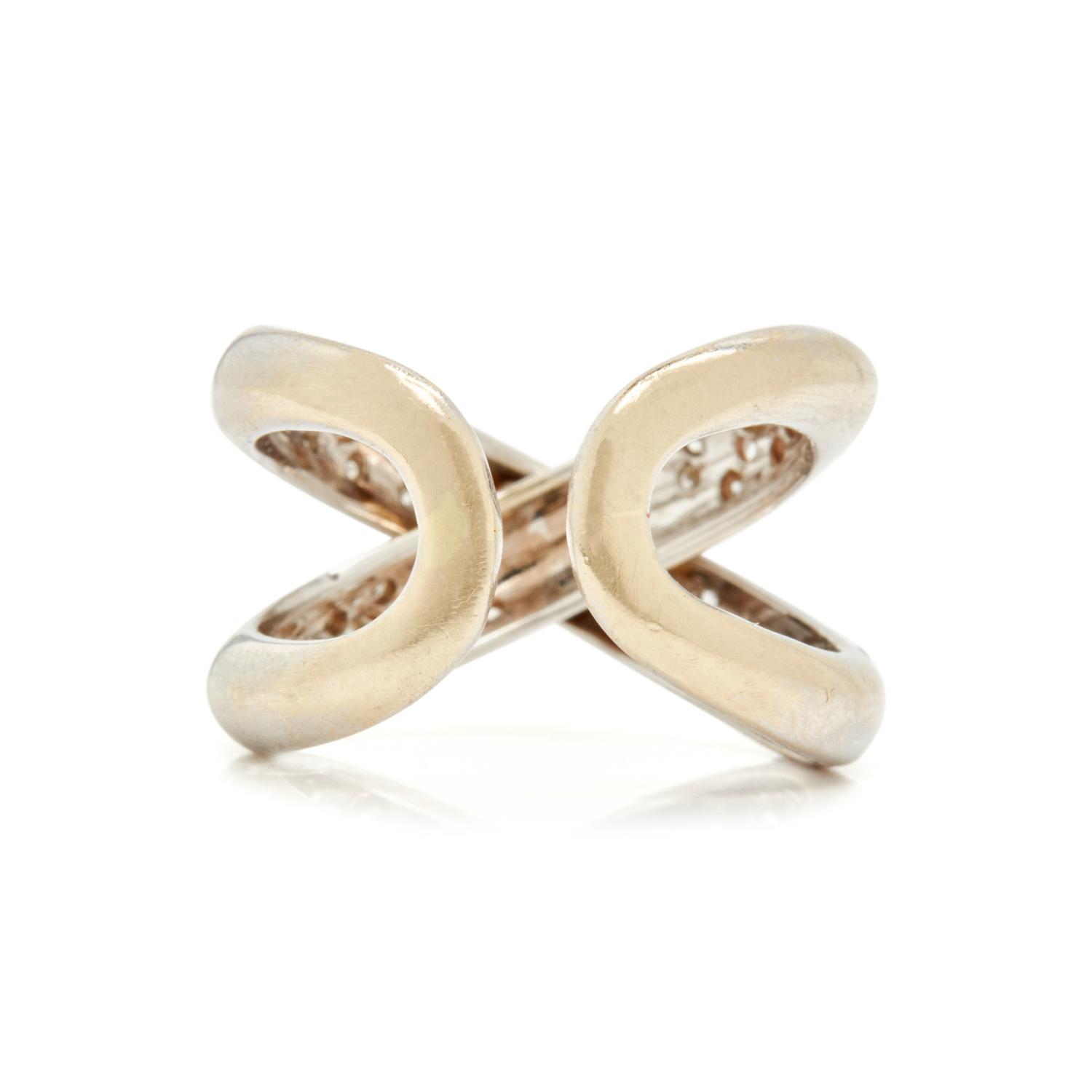 WHITE GOLD AND DIAMOND 'X' RING