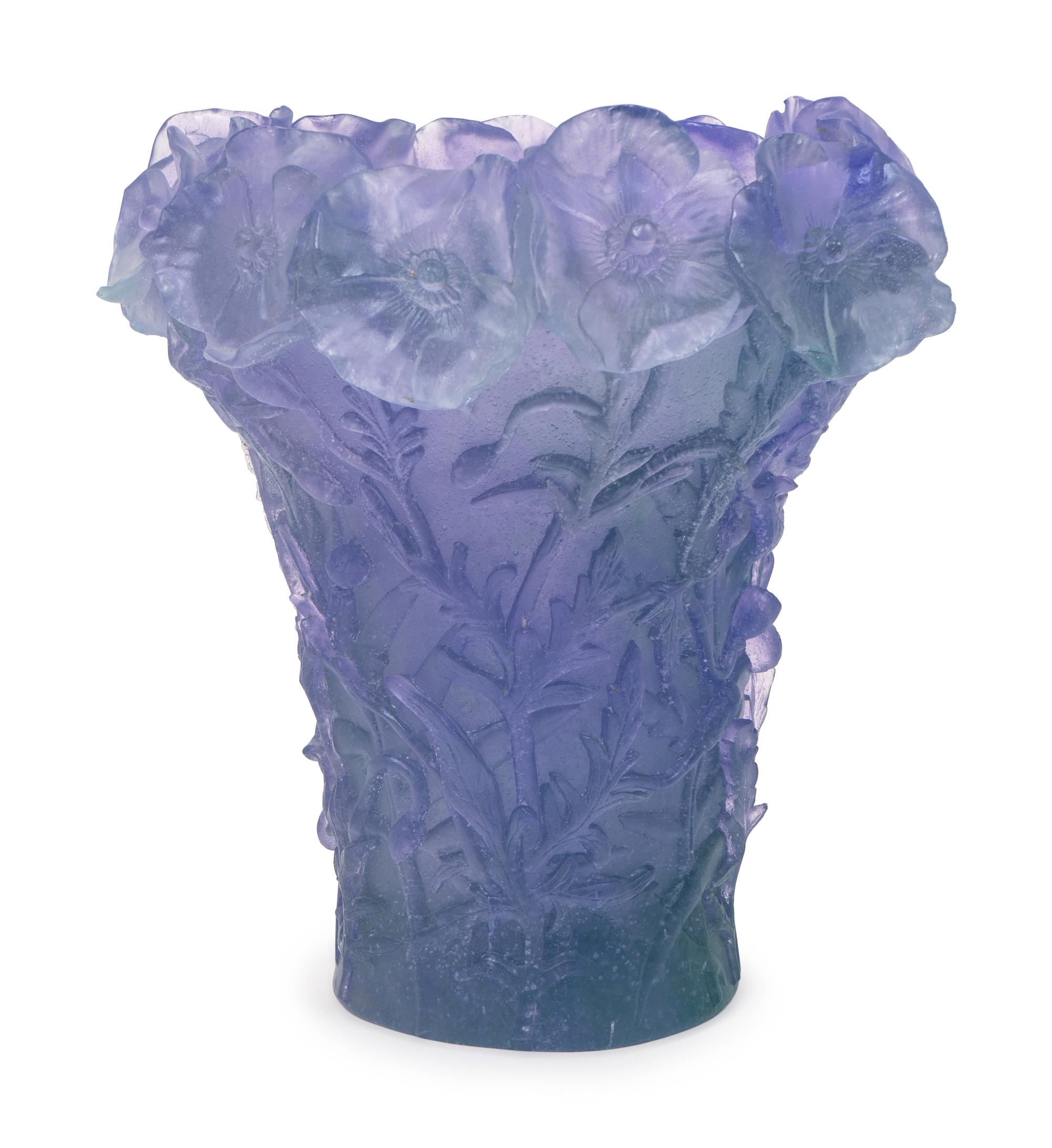 A Daum Blue Pâte de Verre Glass Vase — MODERN