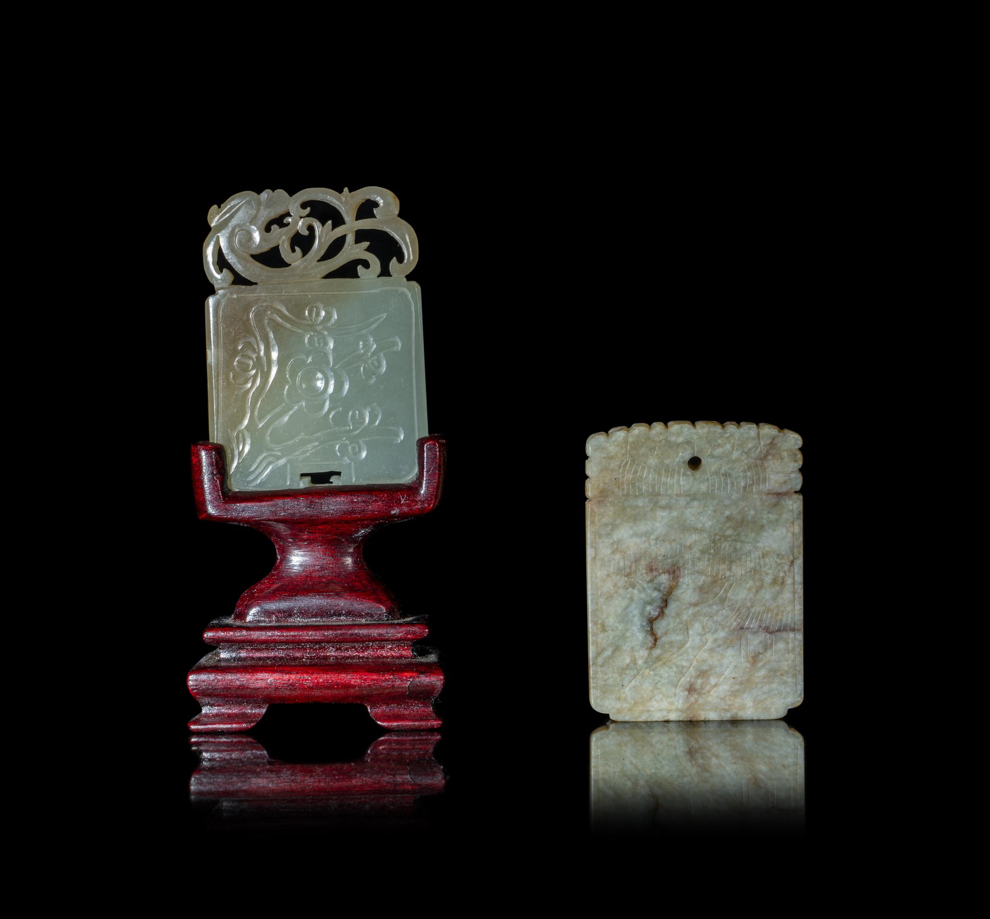Two Chinese Rectangular Jade Plaques