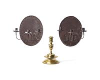 A Pair of Tin Three-arm Wall Sconces