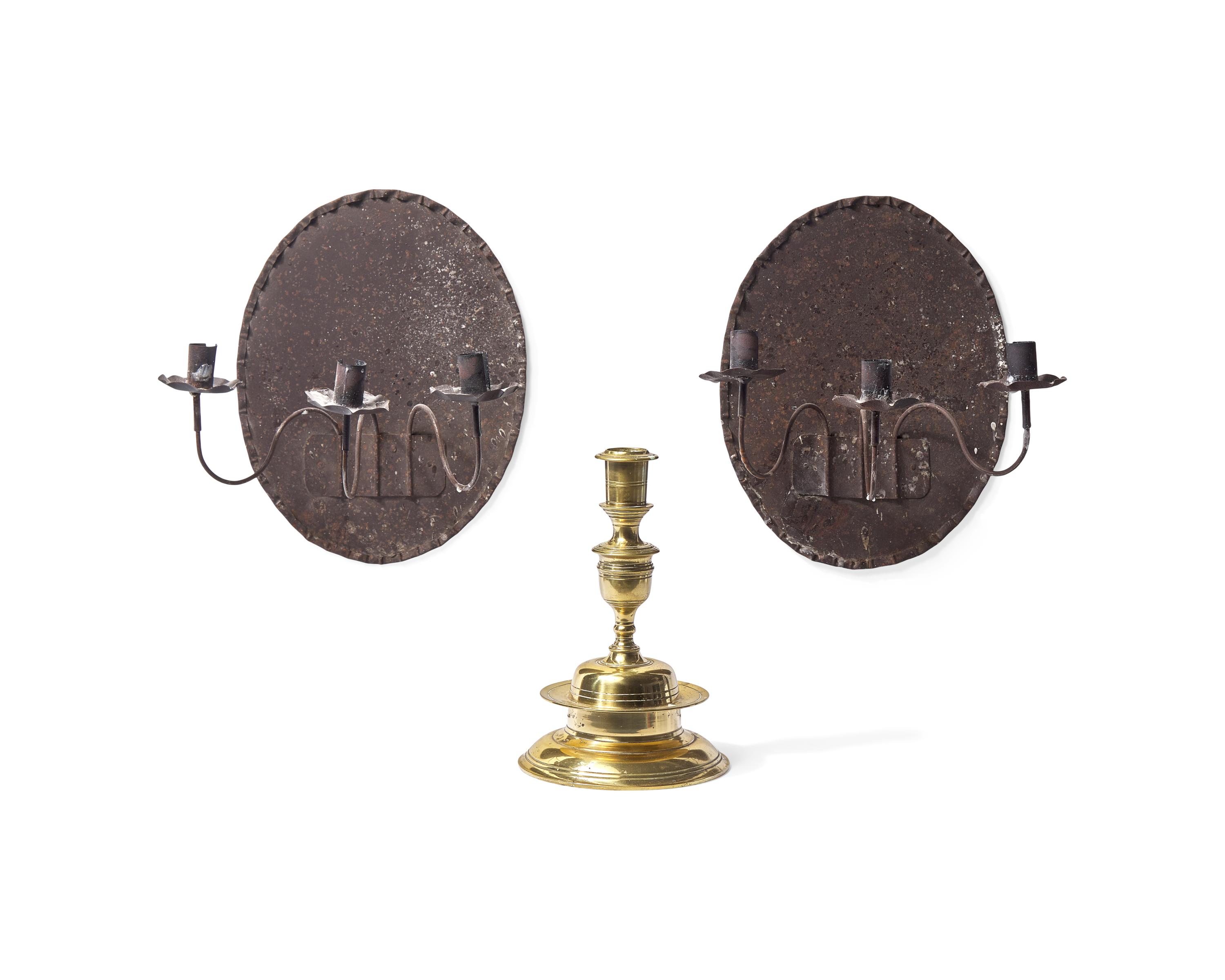 A Pair of Tin Three-arm Wall Sconces
