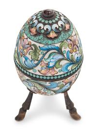 A Russian Enameled Silver Egg