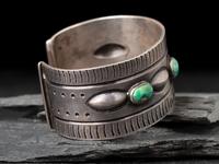 Navajo Ingot and Turquoise Cuff Bracelet