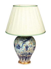 An English Decalcomania Porcelain Vase Mounted as a Lamp