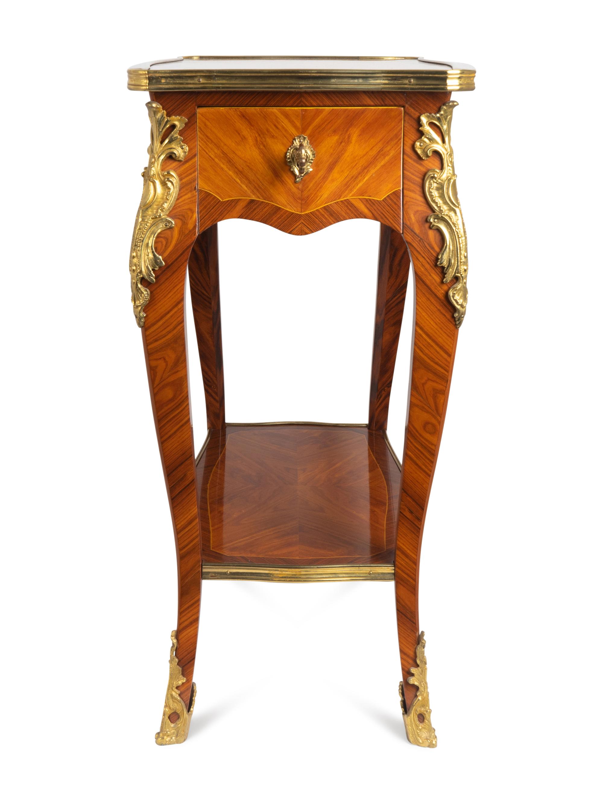 A Louis XV Style Gilt-Bronze-Mounted Kingwood and Tulipwood Table en Chiffonière