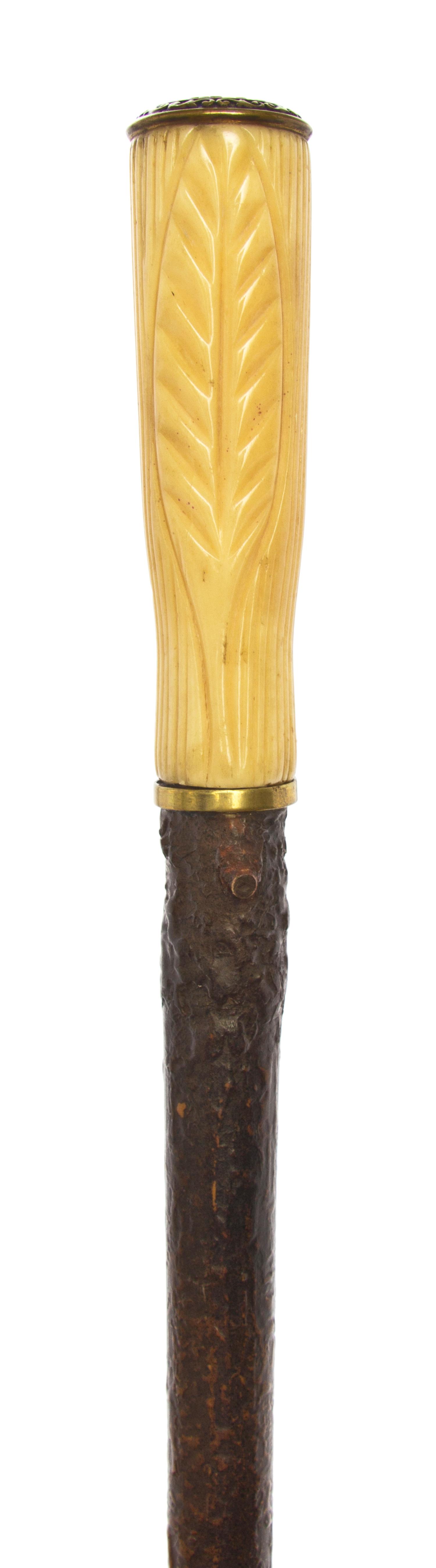 An American Bone Handled Sword Walking Stick, Length of handle 4 x length overall 37 inches.